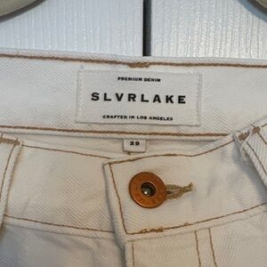 SLVRLAKE White Denim Jeans with Tan Stitching